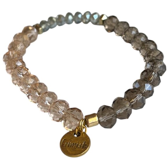 Erimish Pink and Gray Crystal Bracelet with Gold Charm - Picture 1 of 3